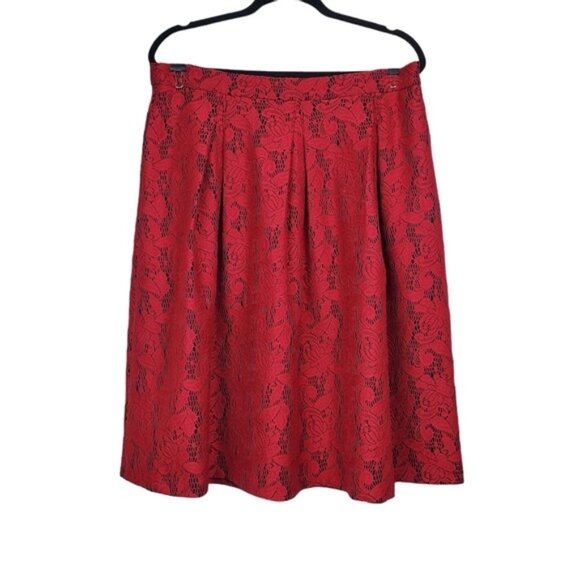 New York & Company Dresses & Skirts - New York & Company Womens Red Lace Pleated Skirt Size 12 NWT